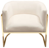 Elevated Barrel Shaped Accent Chair, Cream Velvet, Gold Frame By Diamond Sofa